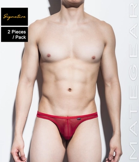 2pc/Pack Sexy Men's Underwear Signature Ultra Thongs - Kyo Ha (Mesh Series / V Front / Tapered Sides)