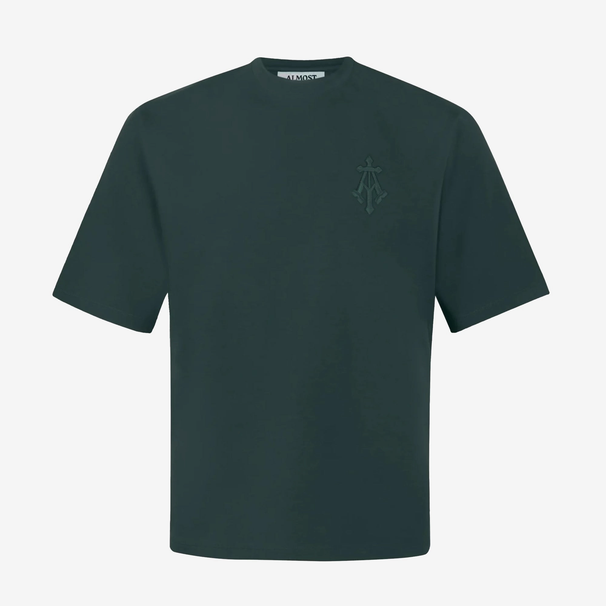 ALMOST GODS | ALPHA CROSS EMBROIDERED TEE { GREEN