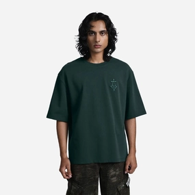 ALMOST GODS | ALPHA CROSS EMBROIDERED TEE { GREEN