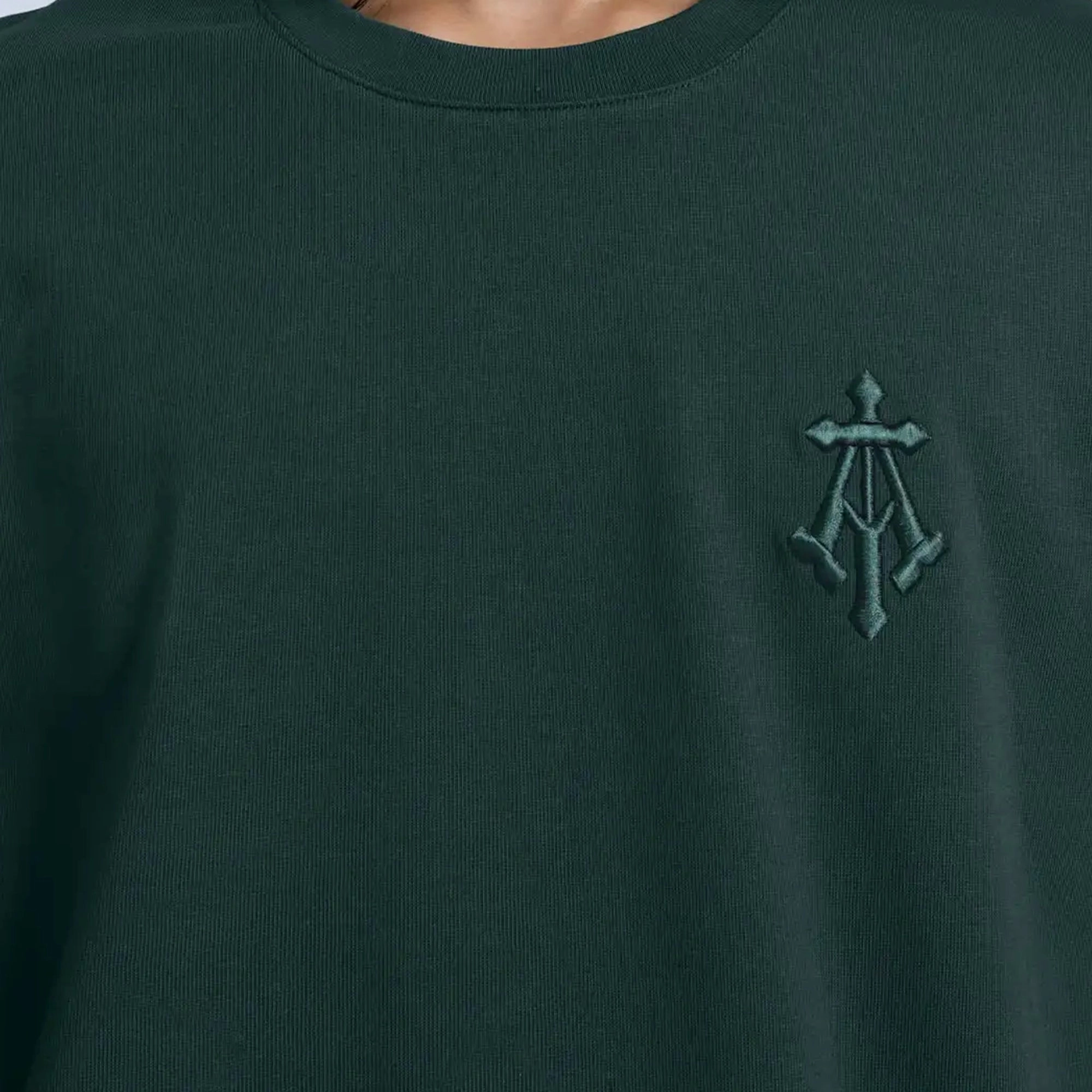 ALMOST GODS | ALPHA CROSS EMBROIDERED TEE { GREEN
