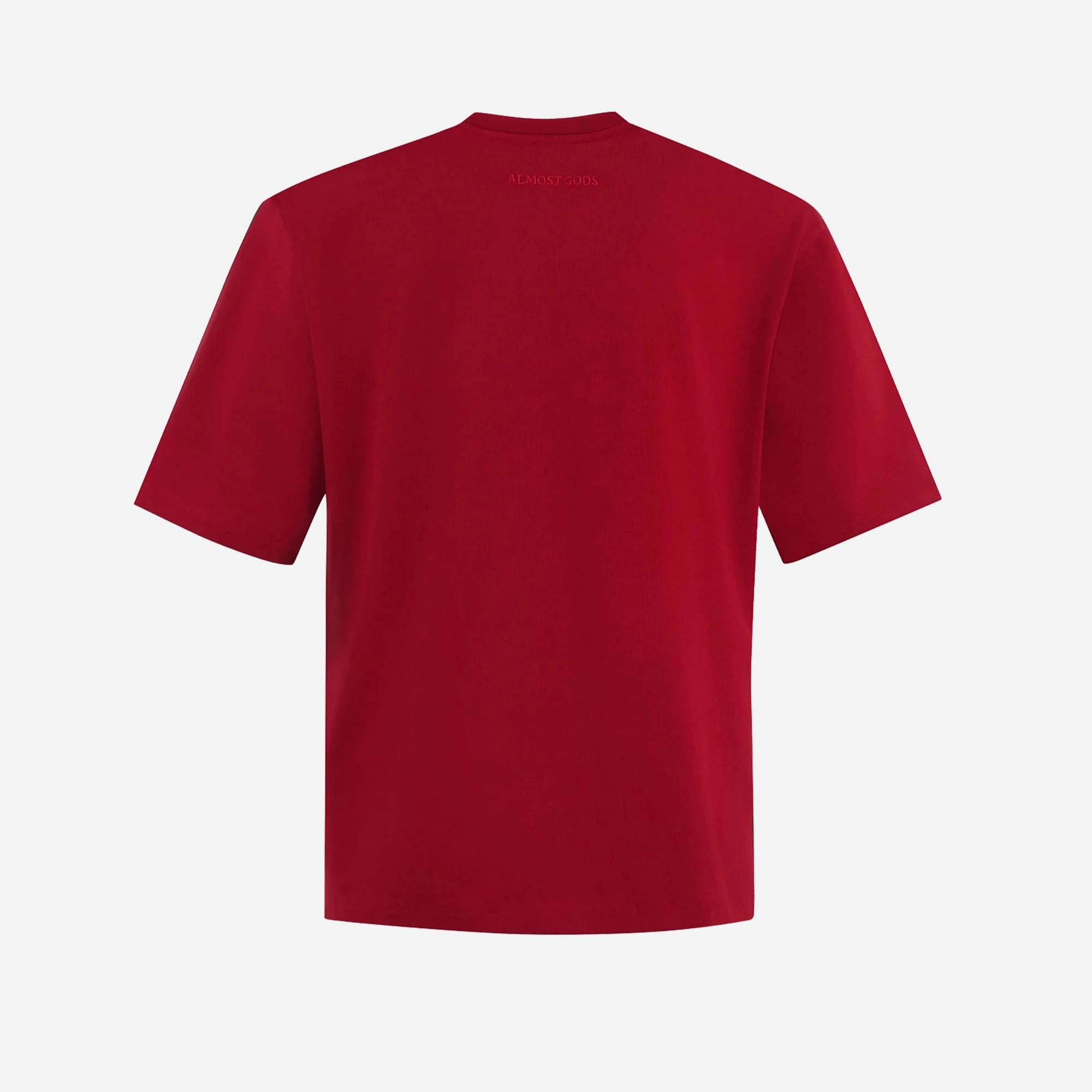ALMOST GODS | ALPHA CROSS EMBROIDERED TEE { RED