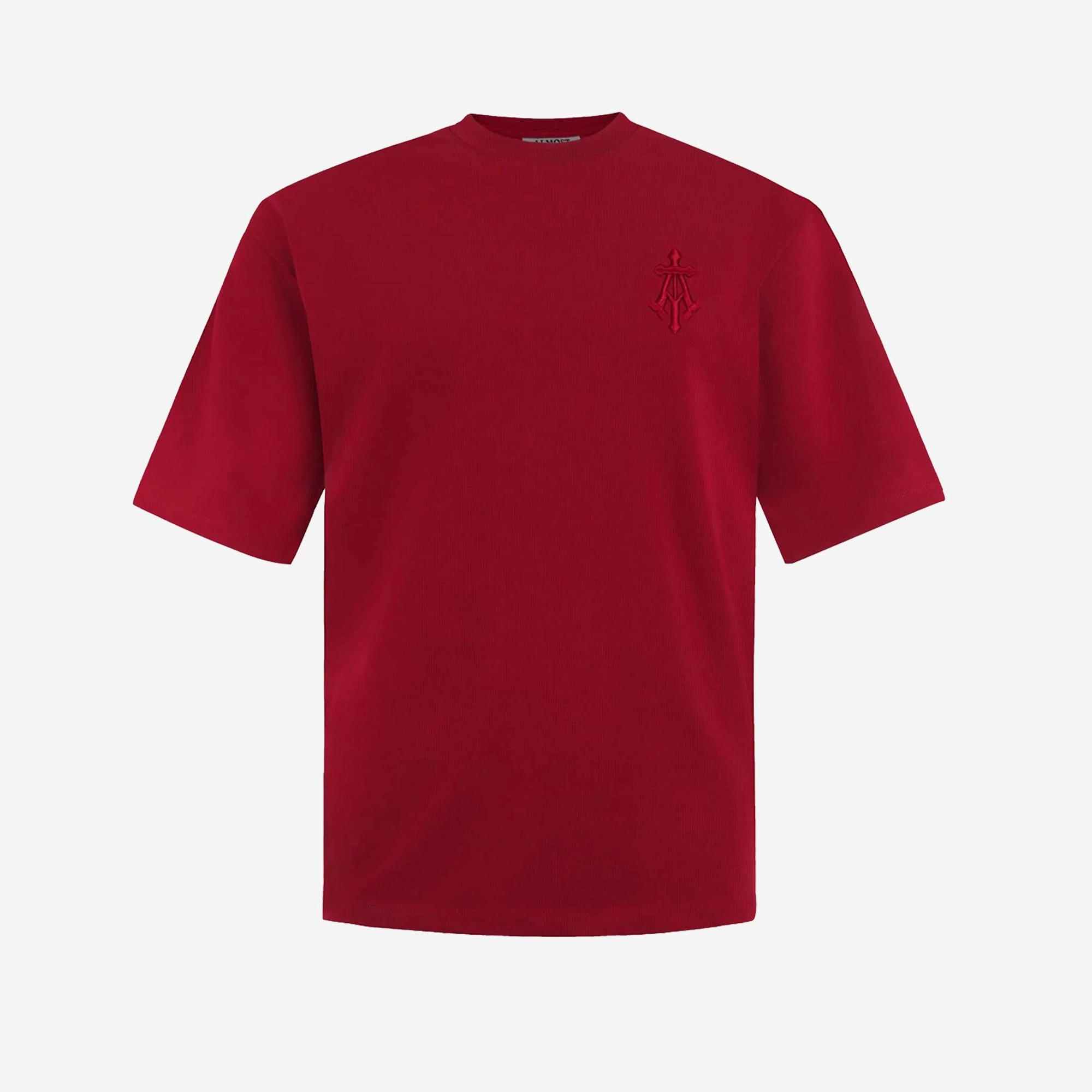 ALMOST GODS | ALPHA CROSS EMBROIDERED TEE { RED