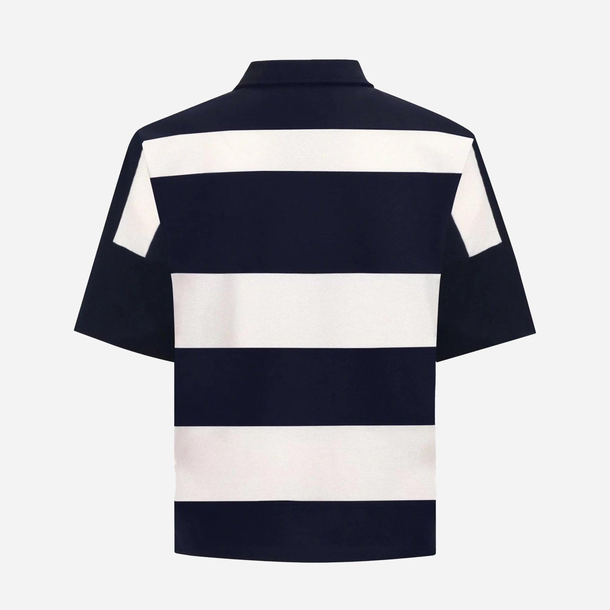 ALMOST GODS | ALPHA CROSS WOVEN STRIPED POLO { NAVY/WHITE