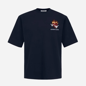 ALMOST GODS | BURNING HEART BOXY TEE { NAVY