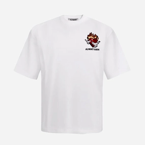 ALMOST GODS | BURNING HEART BOXY TEE { WHITE