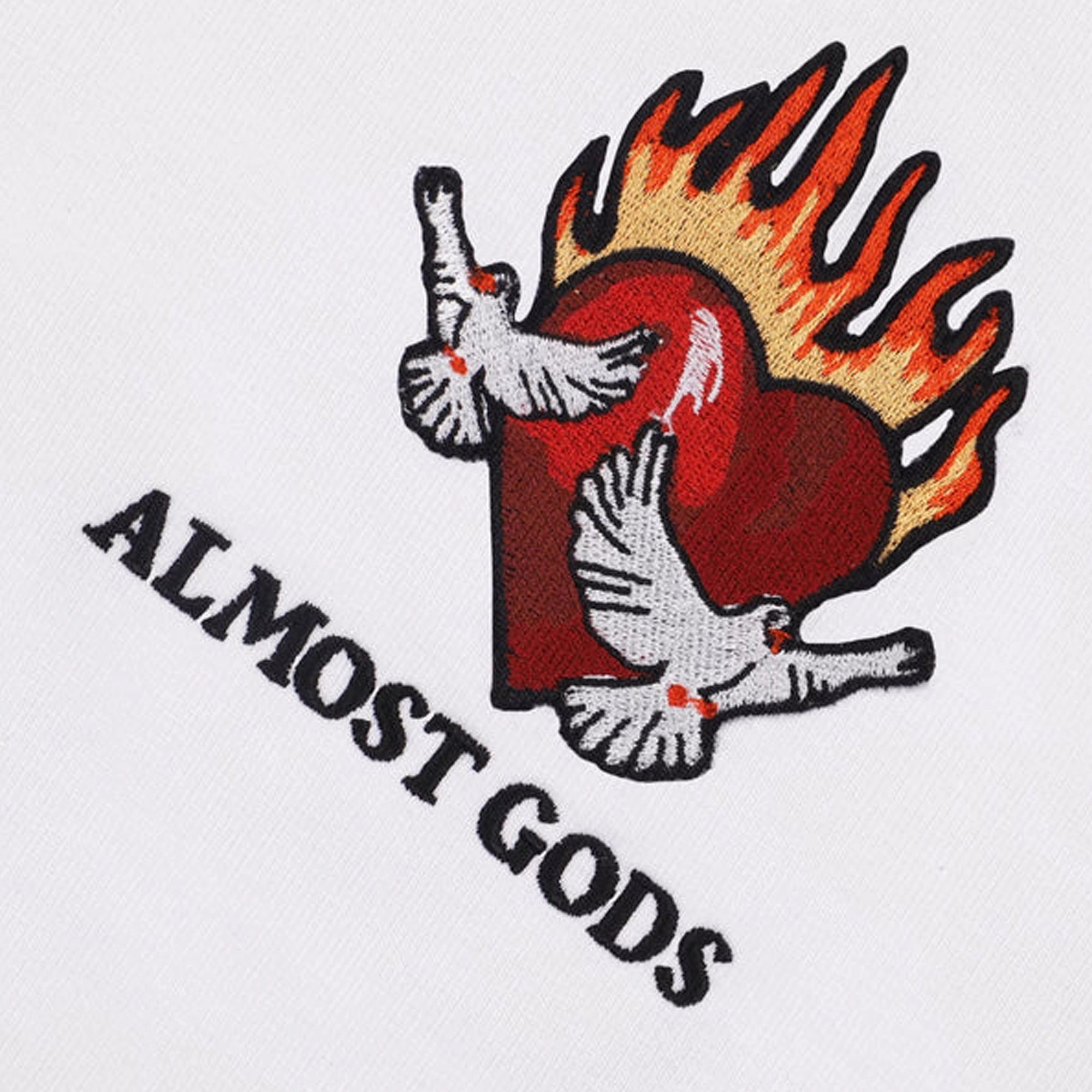 ALMOST GODS | BURNING HEART BOXY TEE { WHITE