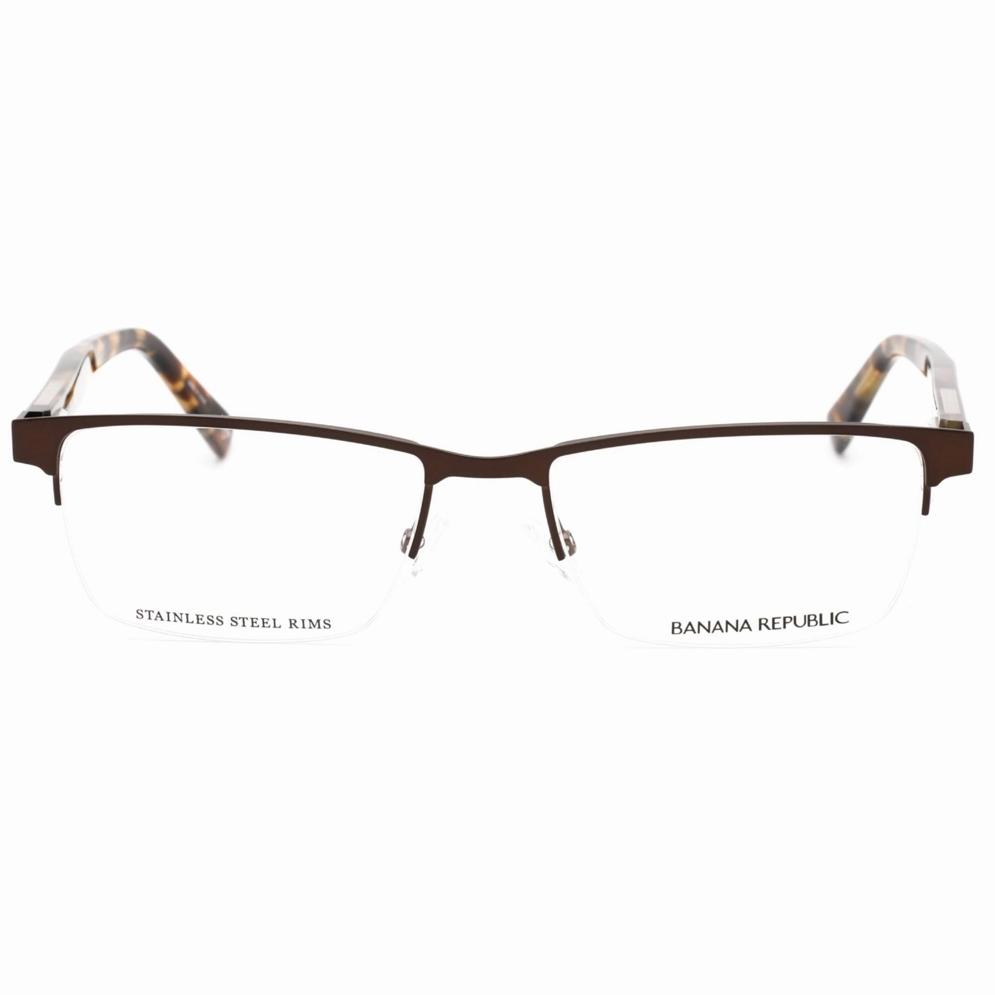 Banana Republic Men's Eyeglasses - Matte Brown Metal Half Rim Frame | Antonio 04IN 00