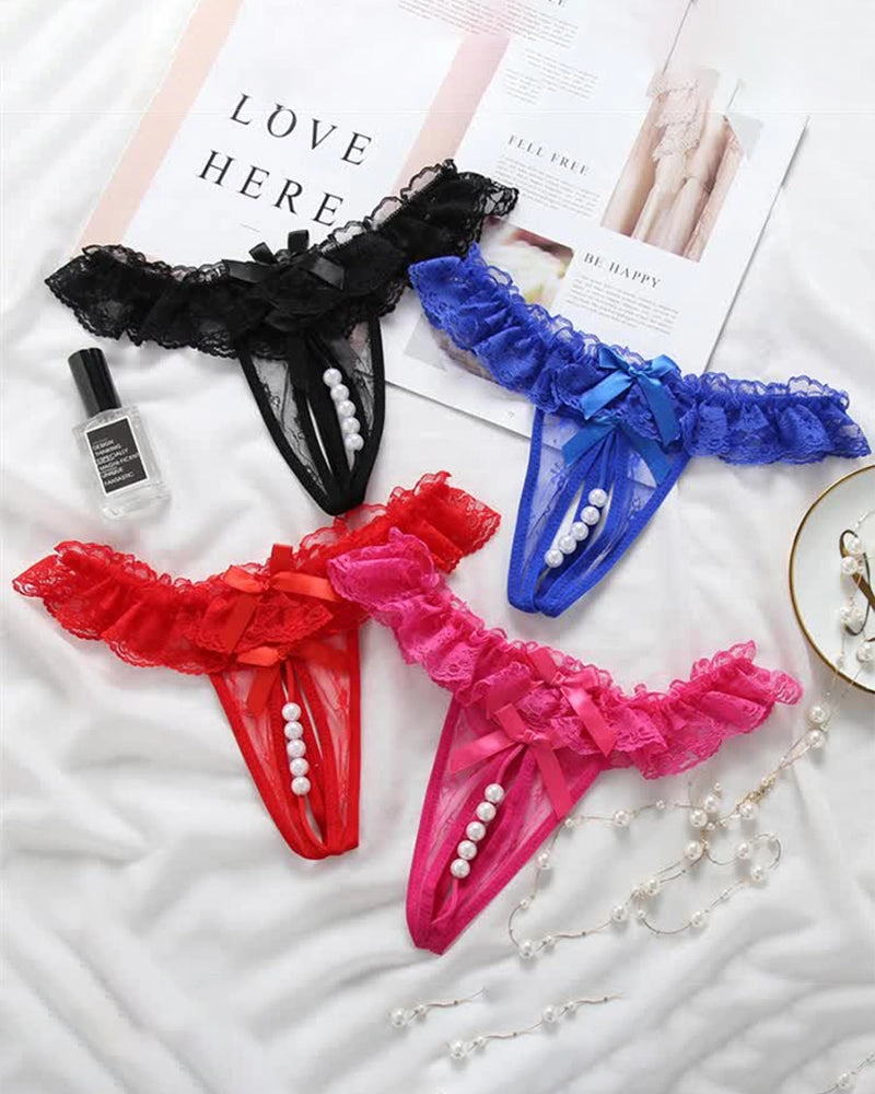 Beaded Lace Crotchless Panty