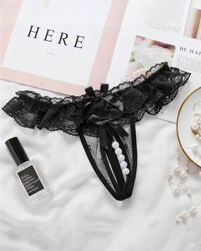 Beaded Lace Crotchless Panty