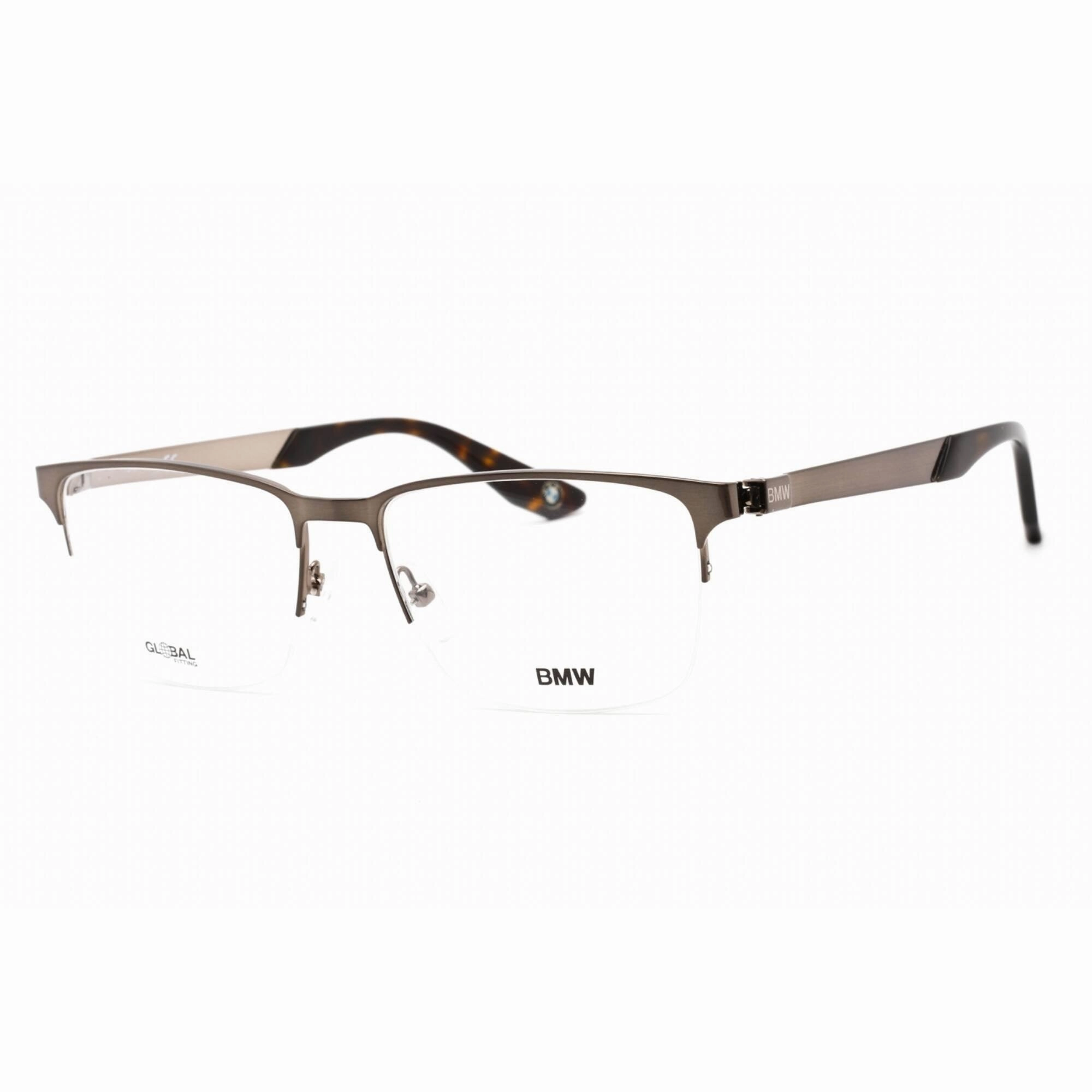 BMW Men's Eyeglasses - Half Rim Rectangular Shiny Gunmetal Metal Frame | BW5001-H 008