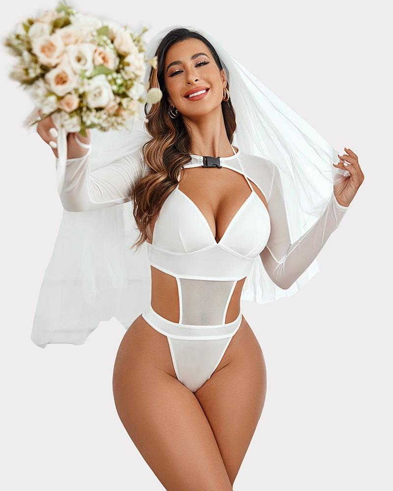 Bodysuit Buckle Shrug Crop Top Set