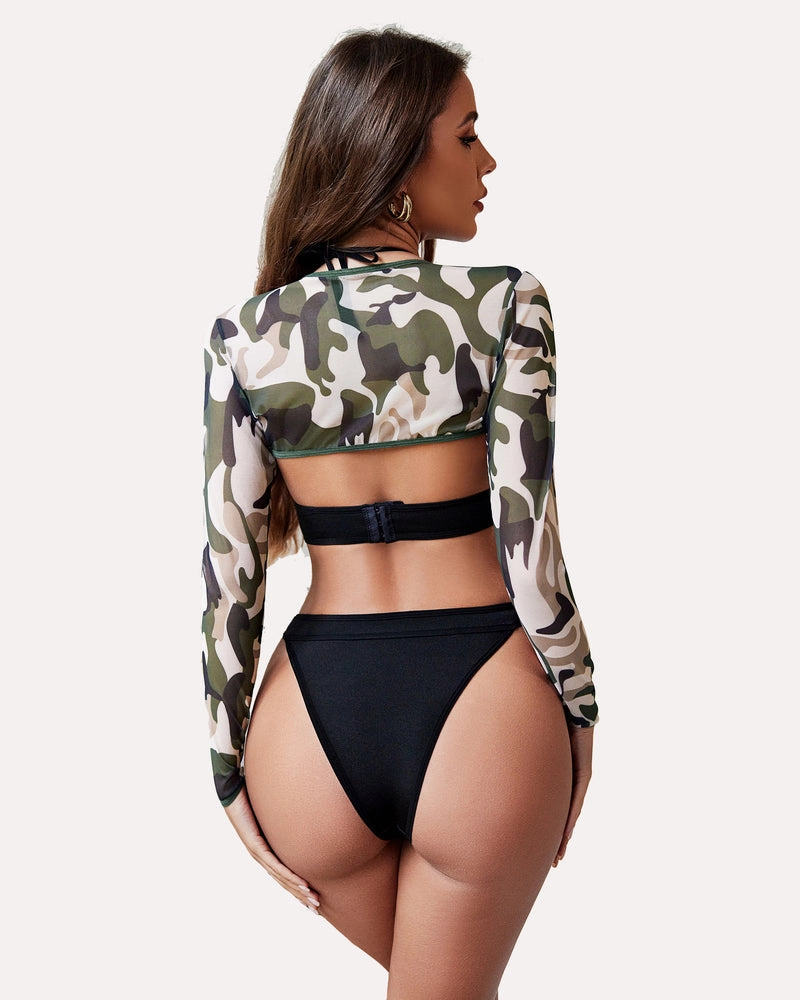 Bodysuit Buckle Shrug Crop Top Set