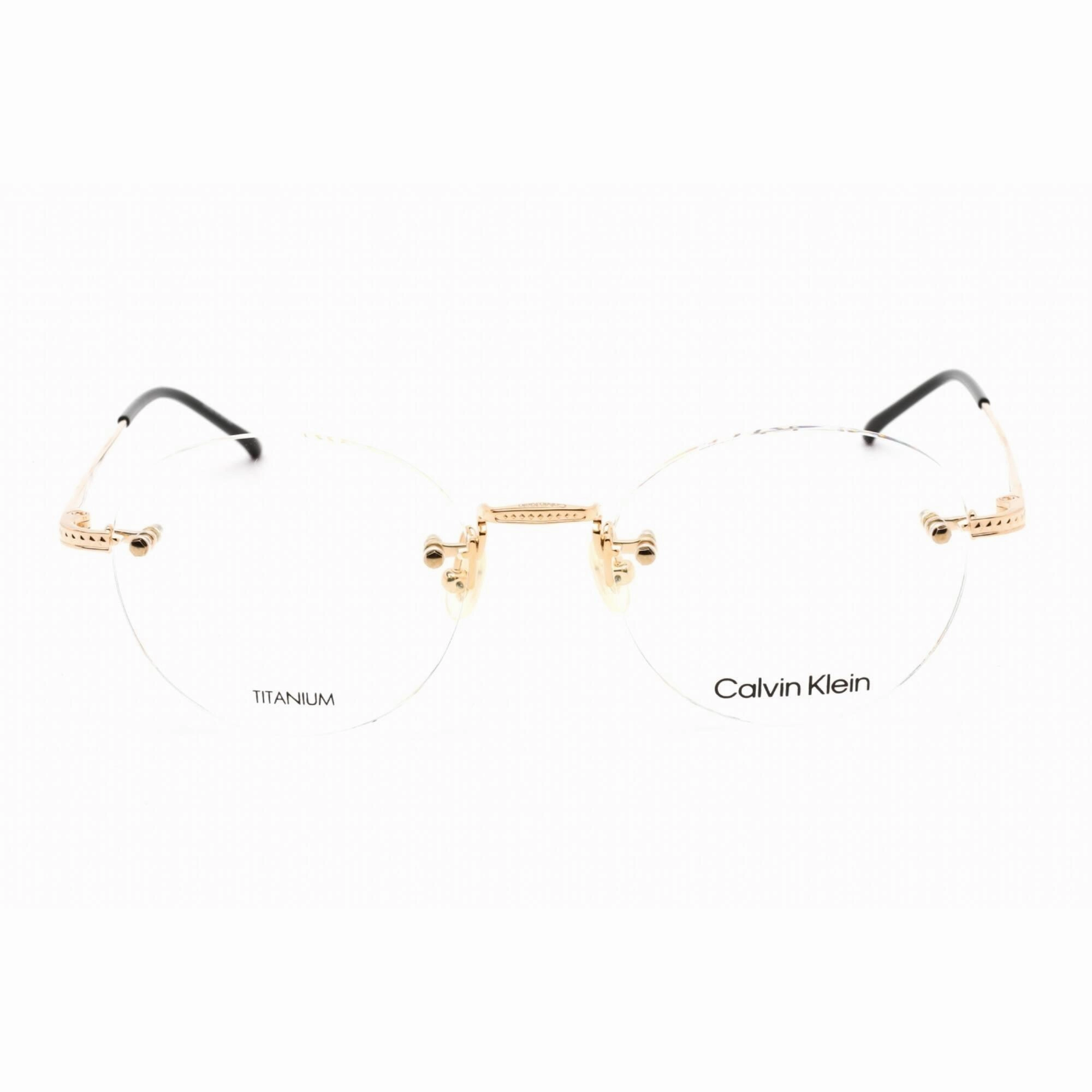 Calvin Klein Men's Eyeglasses - Clear Lens Gold Titanium Round Frame | CK22112T 717