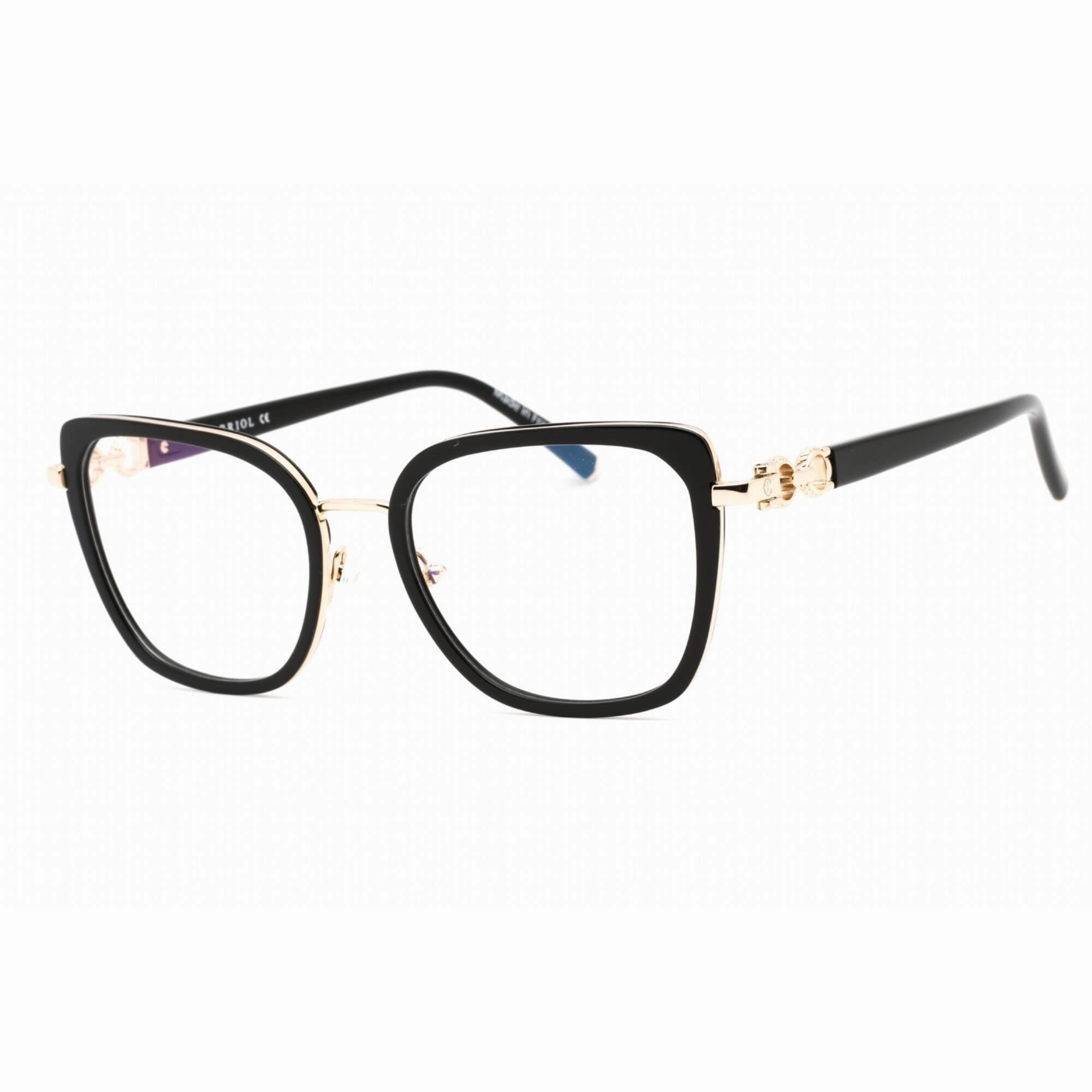 Charriol Men's Eyeglasses - Full Rim Shiny Gold Black Cat Eye Metal | PC71055 C02