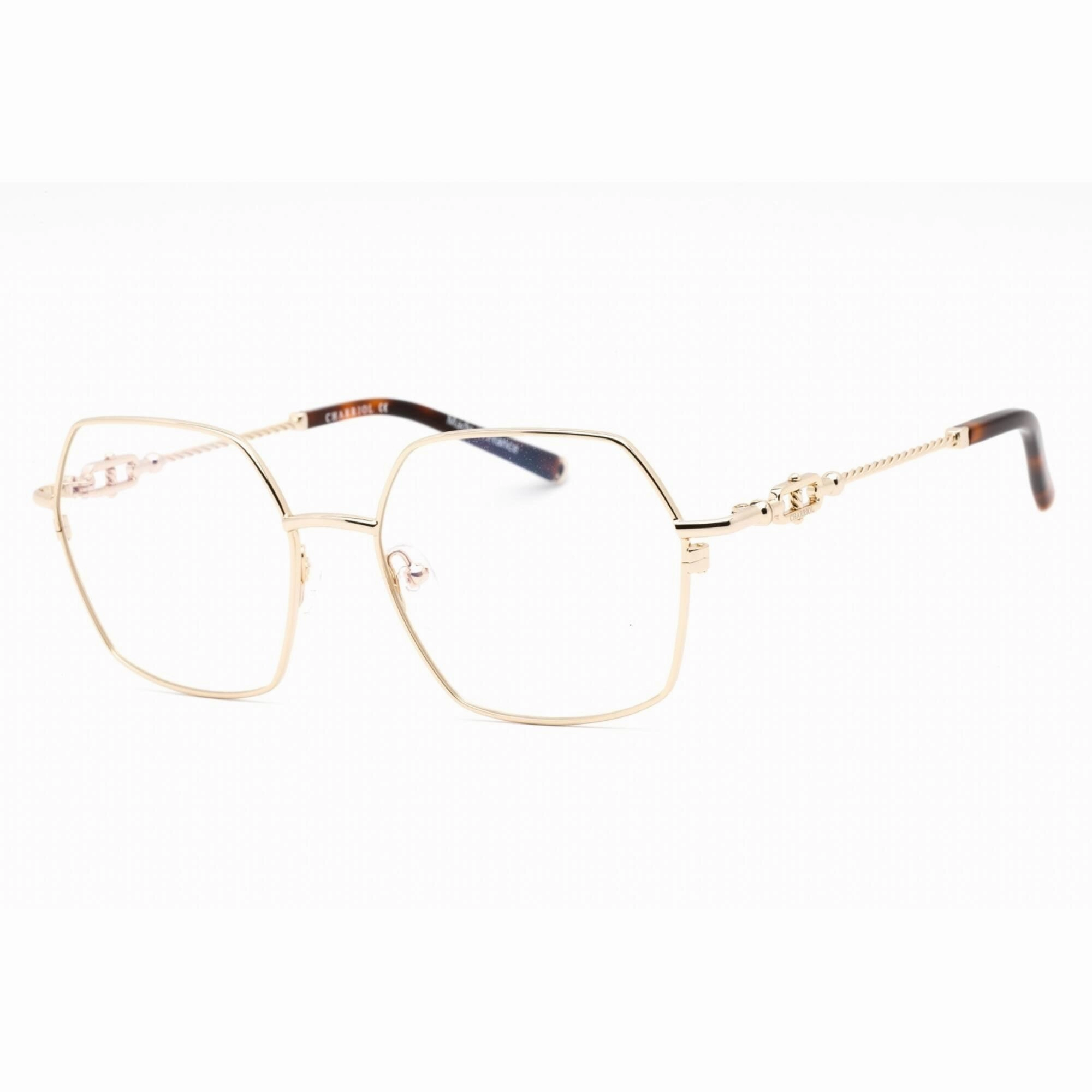 Charriol Men's Eyeglasses - Full Rim Shiny Gold Hexagon Metal Frame | PC71049 C01