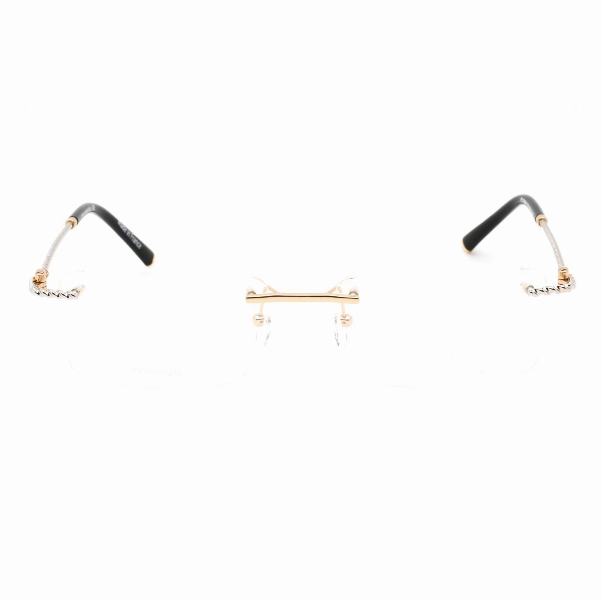 Charriol Men's Eyeglasses - Rimless Shiny Gold/Silver Titanium Frame | PC75098 C03