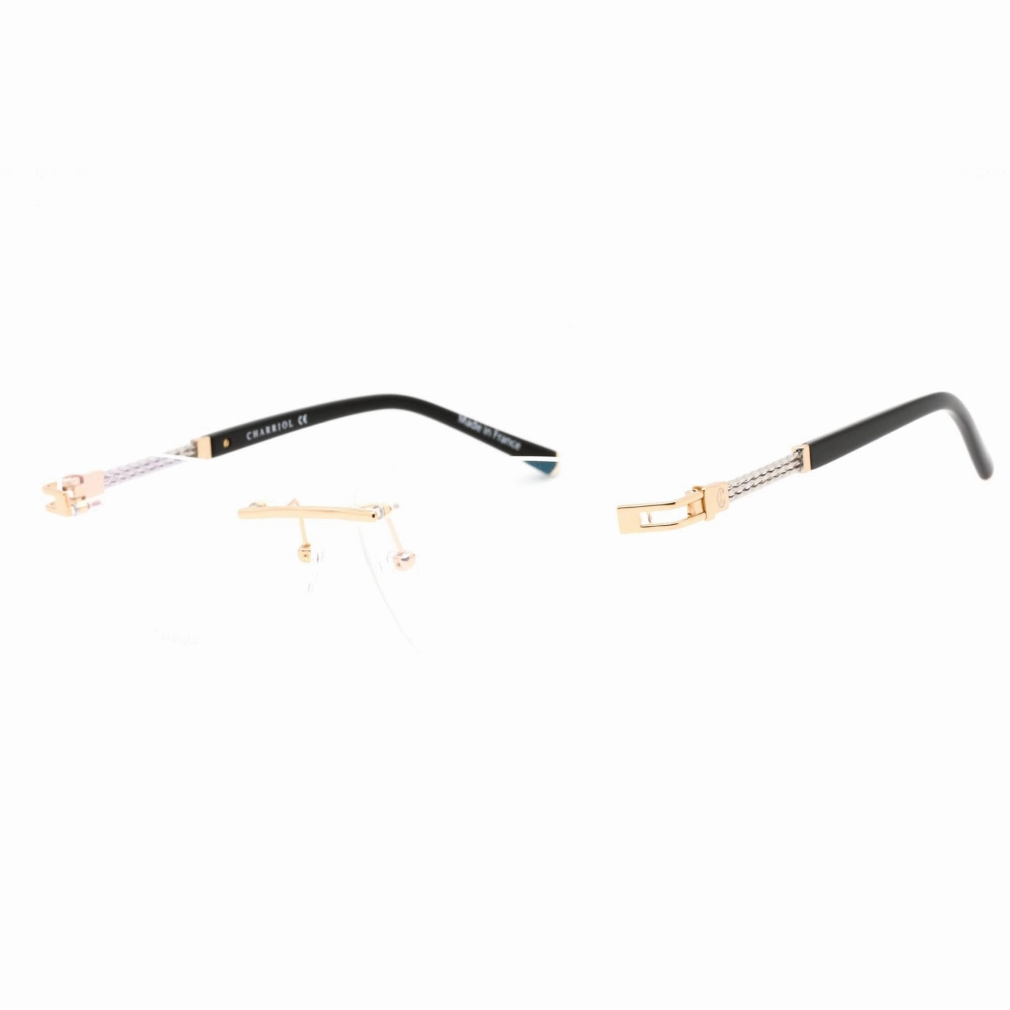 Charriol Men's Eyeglasses - Shiny Gold/Silver Rectangular Metal Frame | PC75094 C03