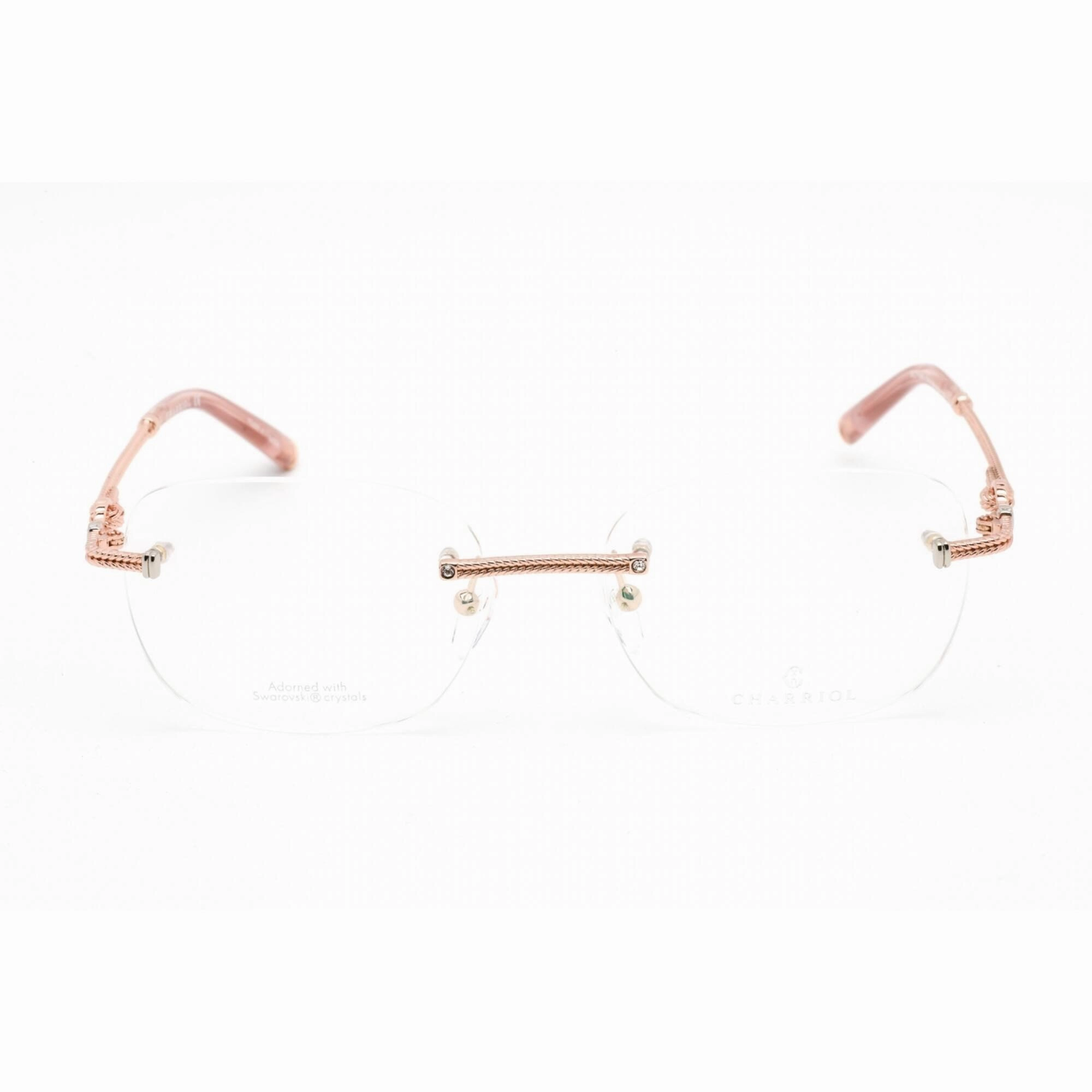 Charriol Men's Eyeglasses - Shiny Pink Gold/Silver Metal Rectangular | PC71046 C03