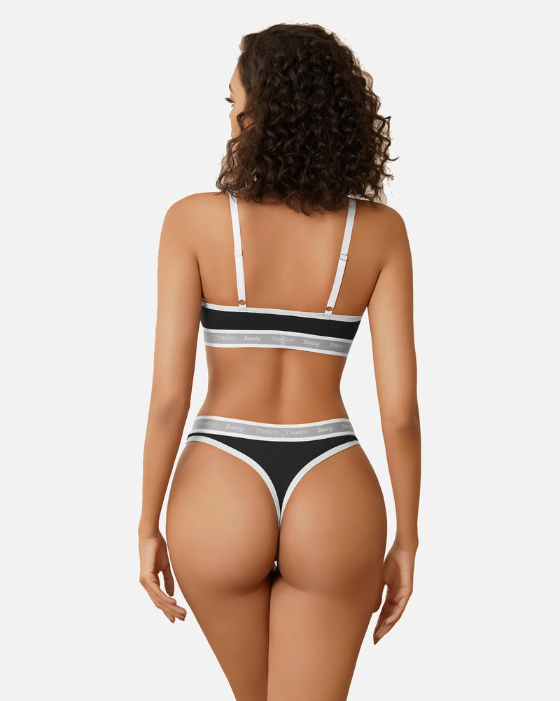 Contrast Bra and Panty Set