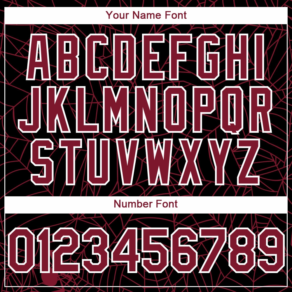 Custom Black Crimson-White 3D Pattern Design Spider Web Authentic Baseball Jersey