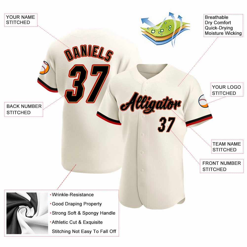 Custom Cream Black-Old Gold Authentic Baseball Jersey