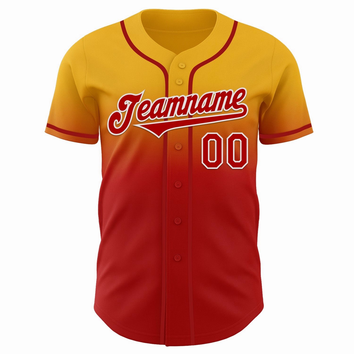 Custom Gold Red-White Authentic Fade Fashion Baseball Jersey