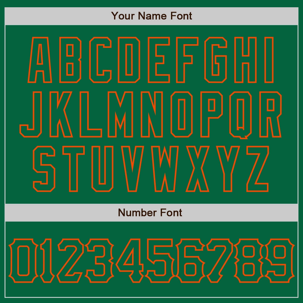 Custom Kelly Green Orange 3D Pattern Design Curve Lines Authentic Baseball Jersey