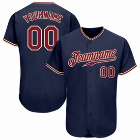 Custom Navy Crimson-City Cream Authentic Baseball Jersey