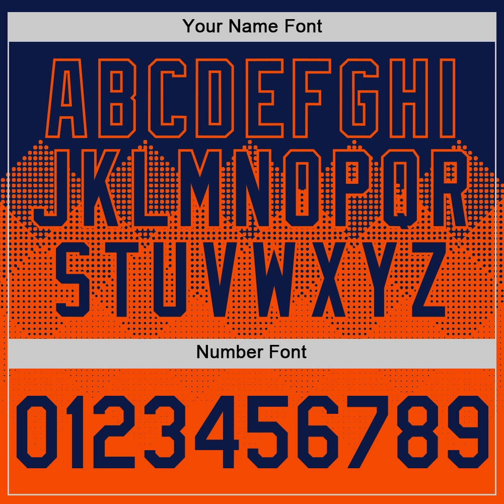 Custom Navy Orange 3D Pattern Design Gradient Square Shapes Authentic Baseball Jersey