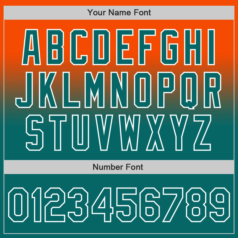 Custom Orange Teal-White Authentic Fade Fashion Baseball Jersey
