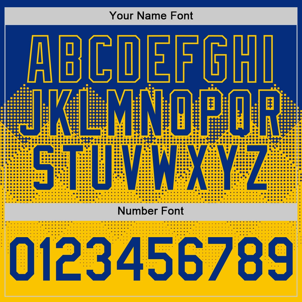 Custom Royal Yellow 3D Pattern Design Gradient Square Shapes Authentic Baseball Jersey