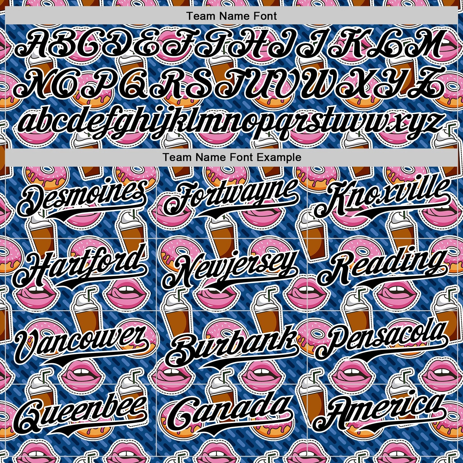 Custom US Navy Blue Black-White 3D Pattern Design Foodie Food Dessert Milkshake Donut Authentic Baseball Jersey