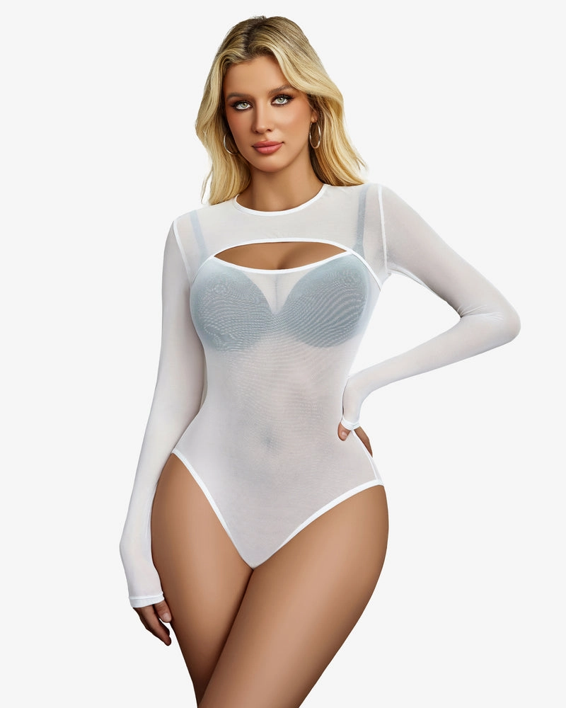 Cut Out Leotard See Through Shirts