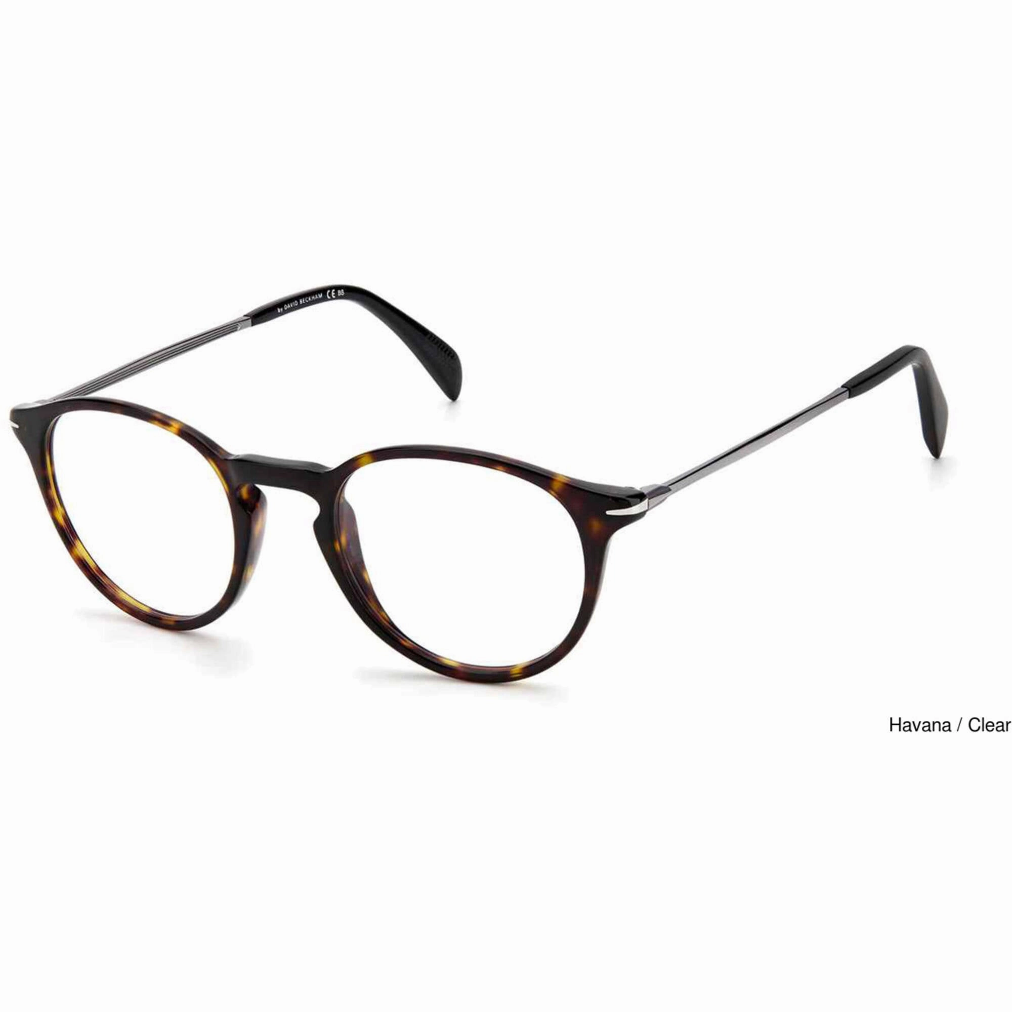 David Beckham Men's Eyeglasses - Havana Plastic Full Rim Round Frame | DB-1049 0086