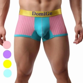 DomiGe Men's Boxer Briefs - Ice Silk & Cotton Blend Comfort Fit Underwear