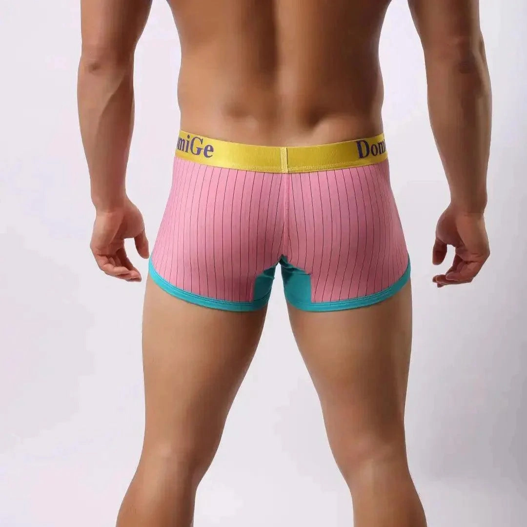 DomiGe Men's Boxer Briefs - Ice Silk & Cotton Blend Comfort Fit Underwear