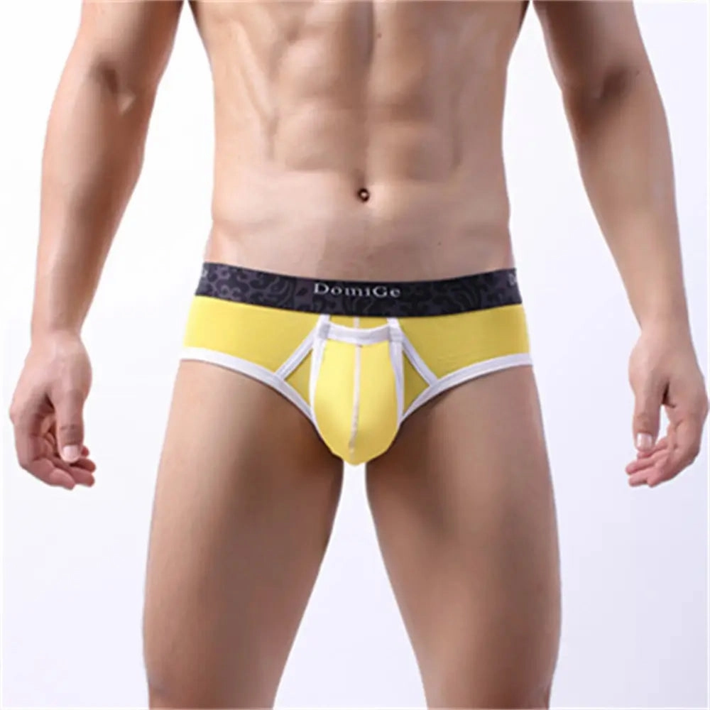 DomiGe Men's Cotton Stretch Briefs - Dual Pouch Support & Breathable Low-Rise Fit