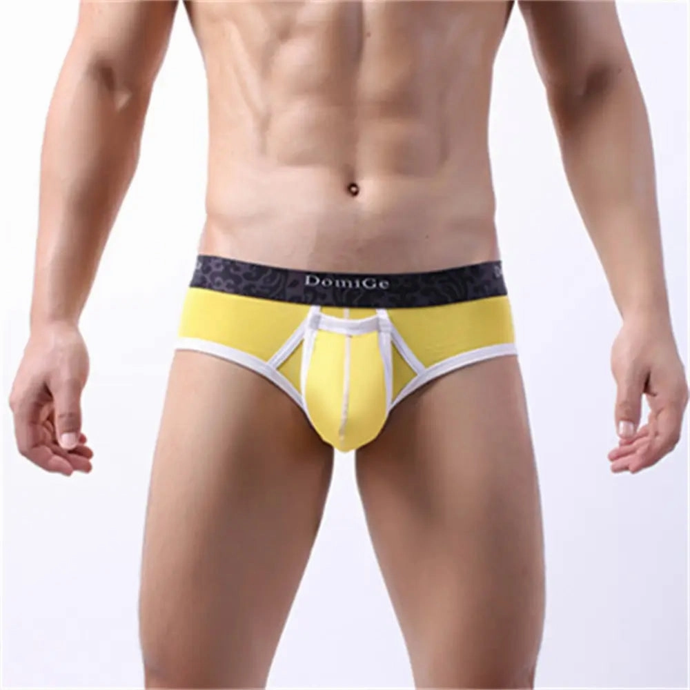 DomiGe Men's Cotton Stretch Briefs - Dual Pouch Support & Breathable Low-Rise Fit