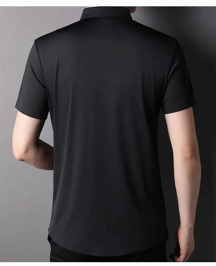 DomiGe Men's Summer Short Sleeve Blouse - Breathable, Quick-Dry, Business Casual