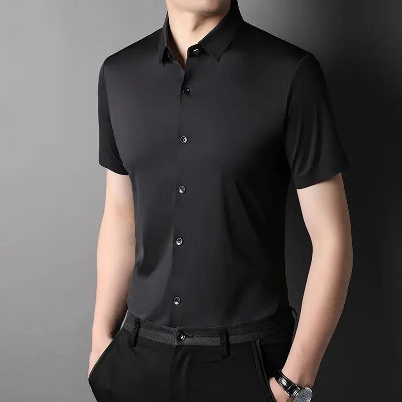 DomiGe Men's Summer Short Sleeve Blouse - Breathable, Quick-Dry, Business Casual