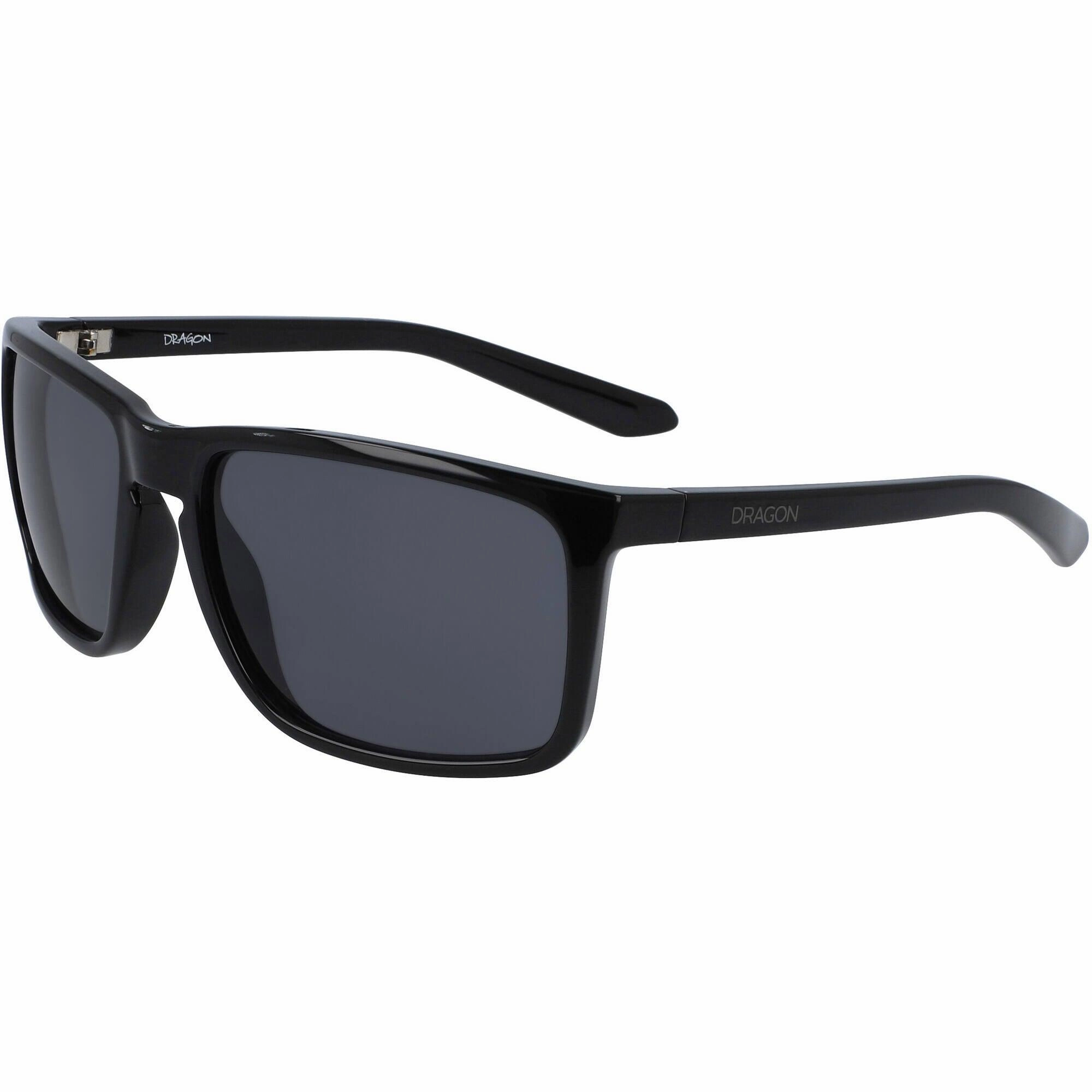 Dragon Men's Sunglasses - Shiny Black Rectangular Frame Smoke Lens | DR MELEE XL 1