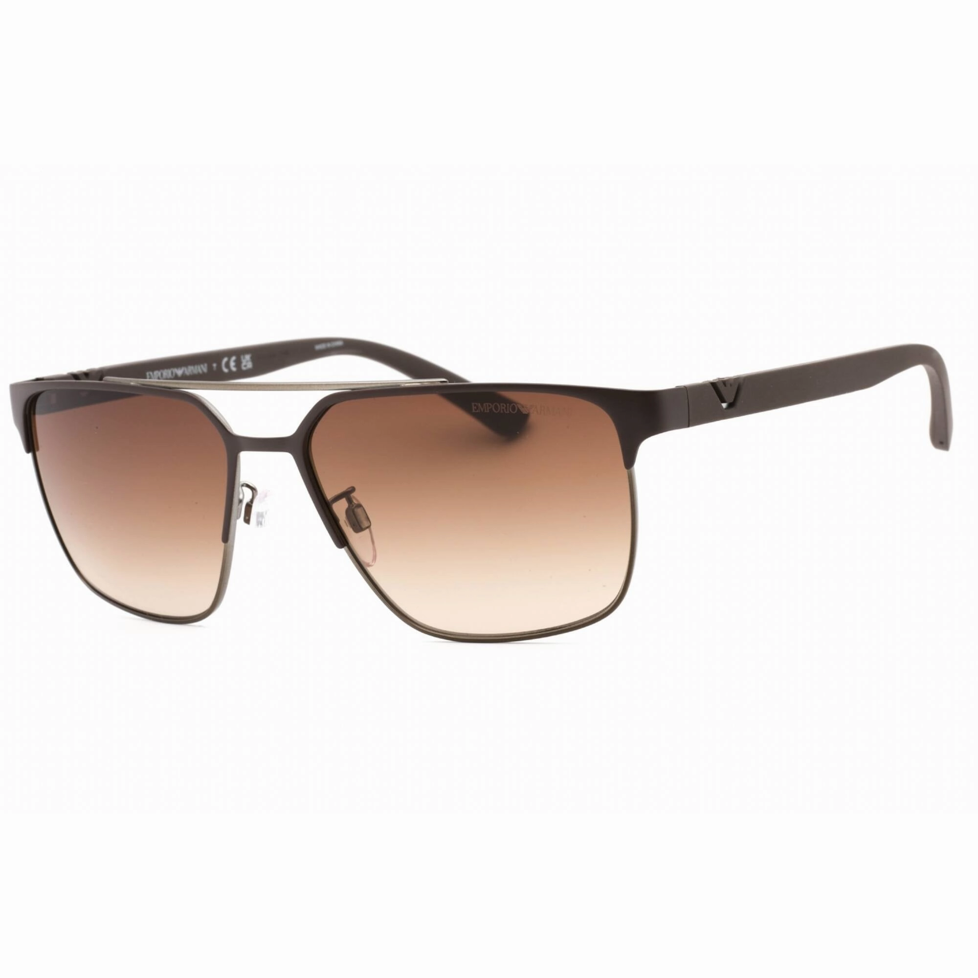 Emporio Armani Men's Sunglasses - Matte Brown Gunmetal Pilot Frame | 0EA2134 316113