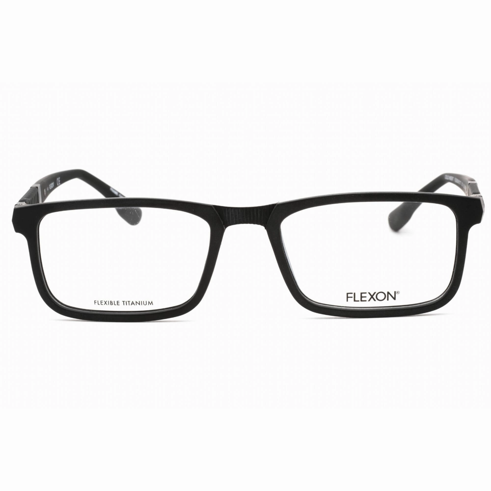 Flexon Men's Eyeglasses - Black Metal Full Rim Rectangular Frame | FLEXON E1117 001