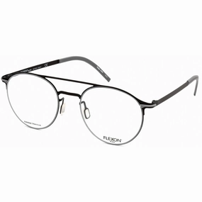 Flexon Men's Eyeglasses - Black Metal Round Full Rim Frame | FLEXON B2003 001