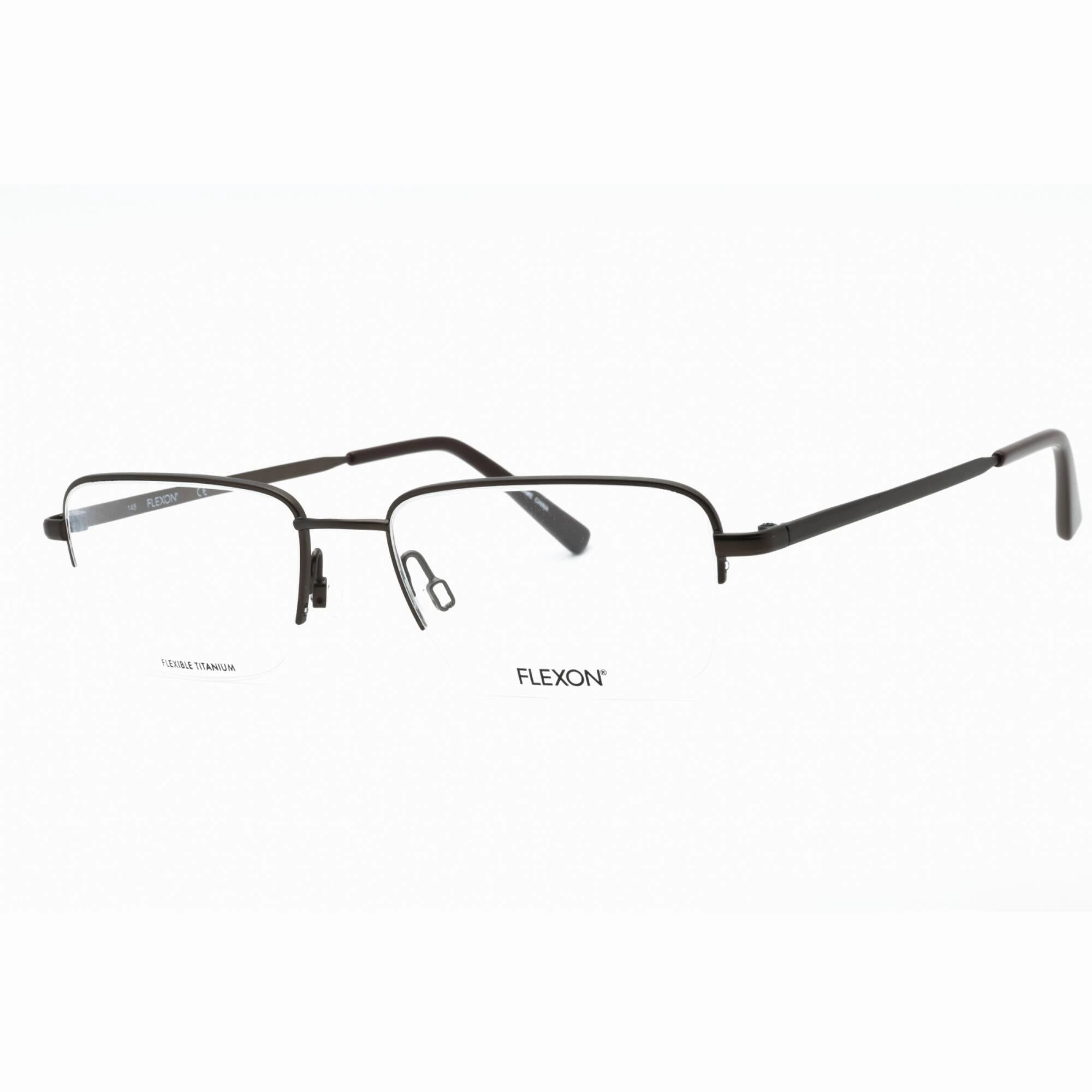 Flexon Men's Eyeglasses - Brown Metal Rectangular Half Rim Frame | FLEXON H6050 210