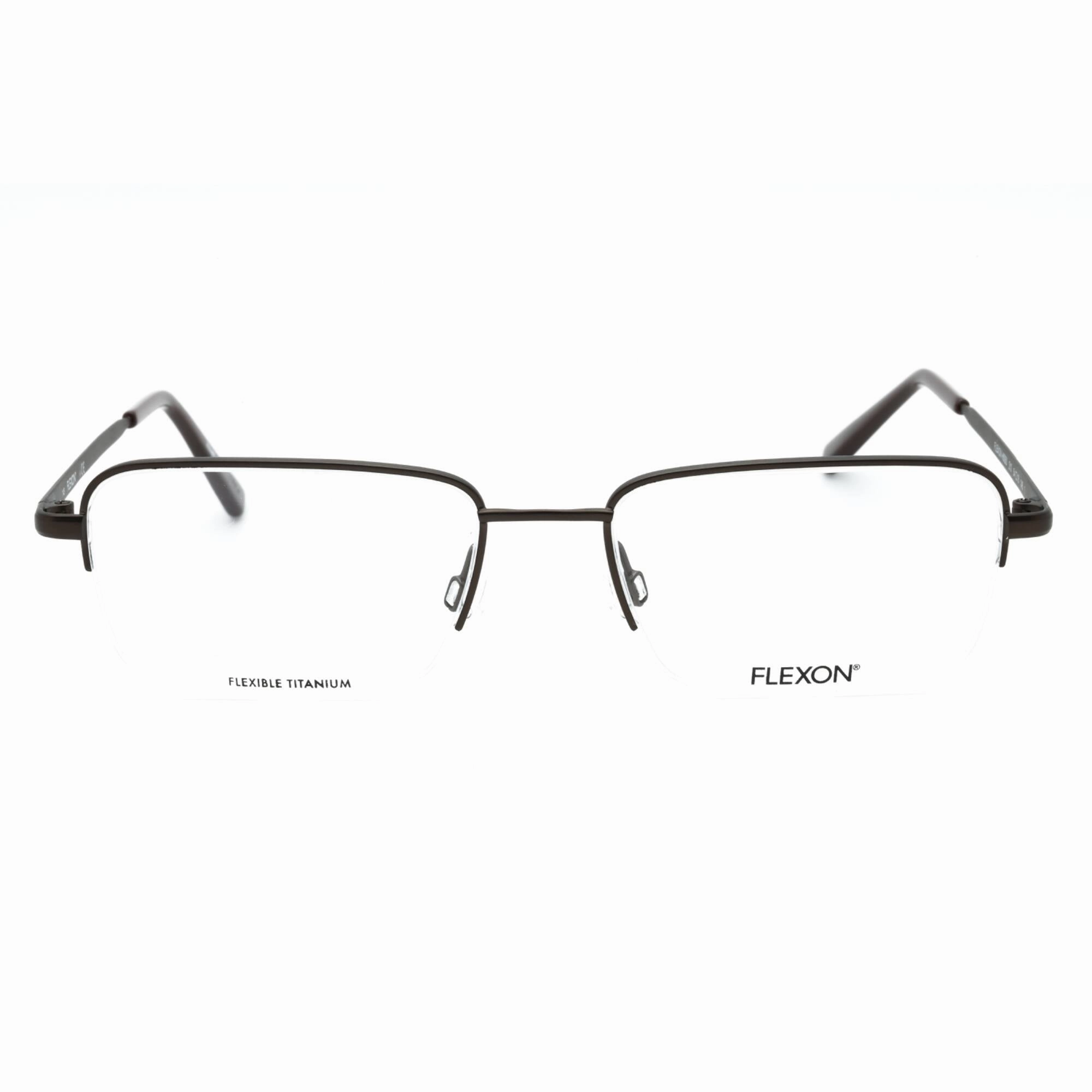 Flexon Men's Eyeglasses - Brown Metal Rectangular Half Rim Frame | FLEXON H6050 210