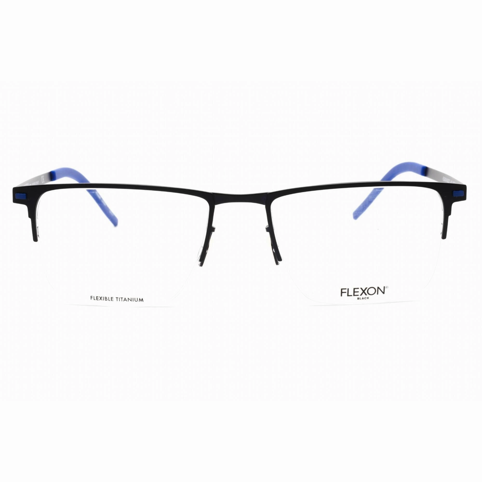 Flexon Men's Eyeglasses - Half Rim Navy Metal Rectangular Frame | FLEXON B2027 412