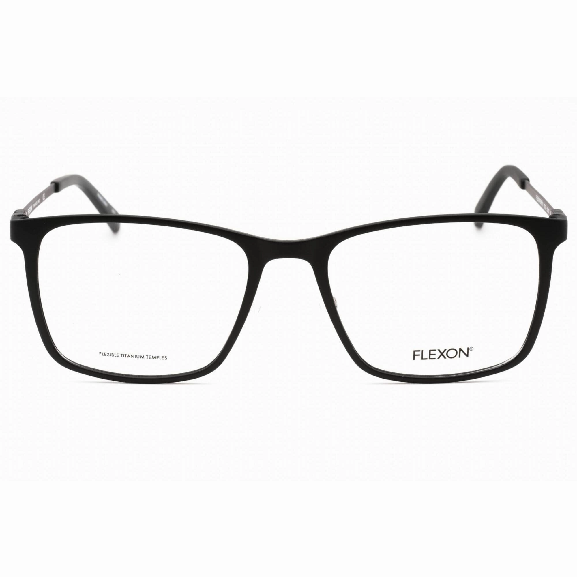 Flexon Men's Eyeglasses - Matte Black Rectangular Plastic Frame | FLEXON EP8011 002