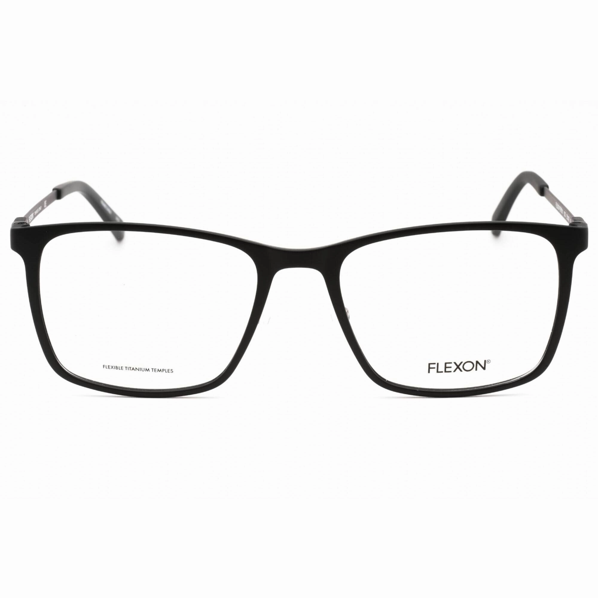 Flexon Men's Eyeglasses - Matte Black Rectangular Plastic Frame | FLEXON EP8011 002