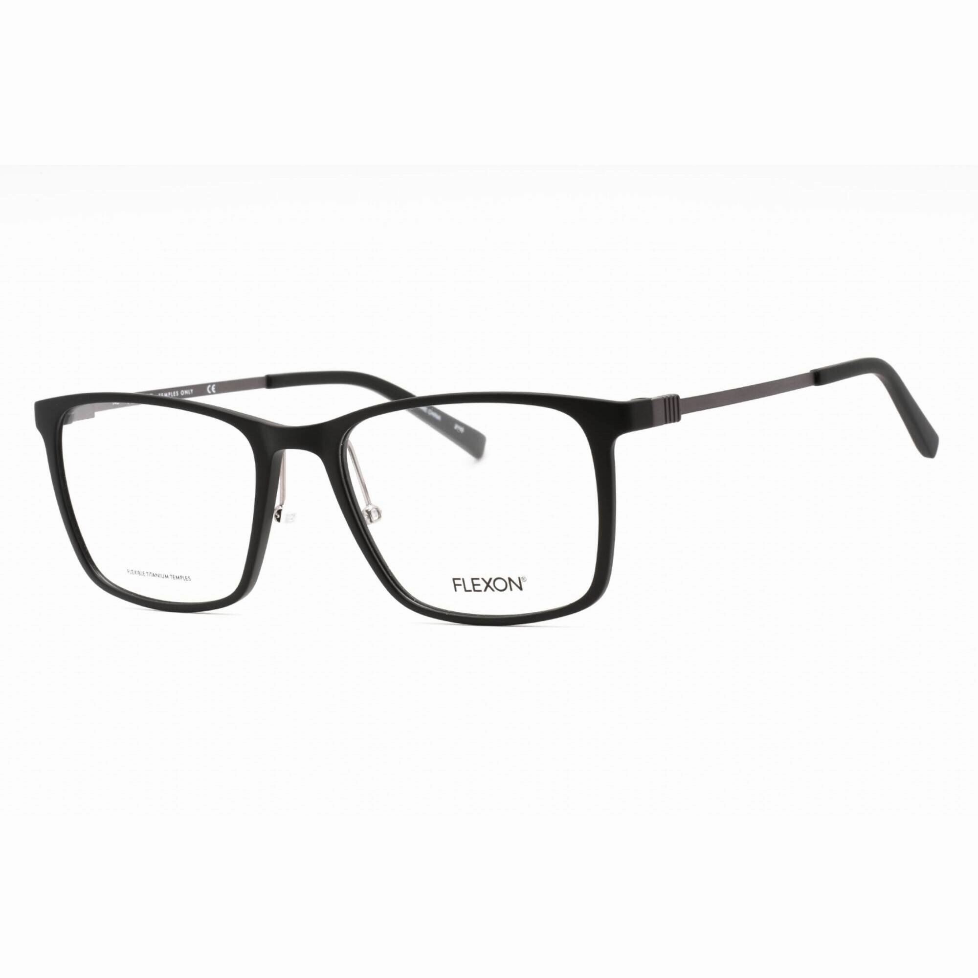 Flexon Men's Eyeglasses - Matte Black Rectangular Plastic Frame | FLEXON EP8011 002